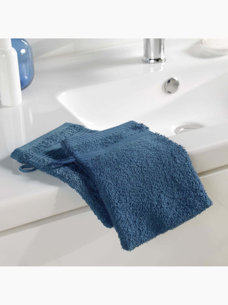 2 gants de toilette éponge unie tendresse Bleu saphir - Kiabi
