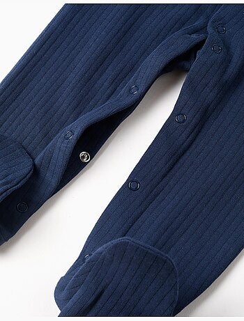 2 grenouillères en coton côtelées/imprimées