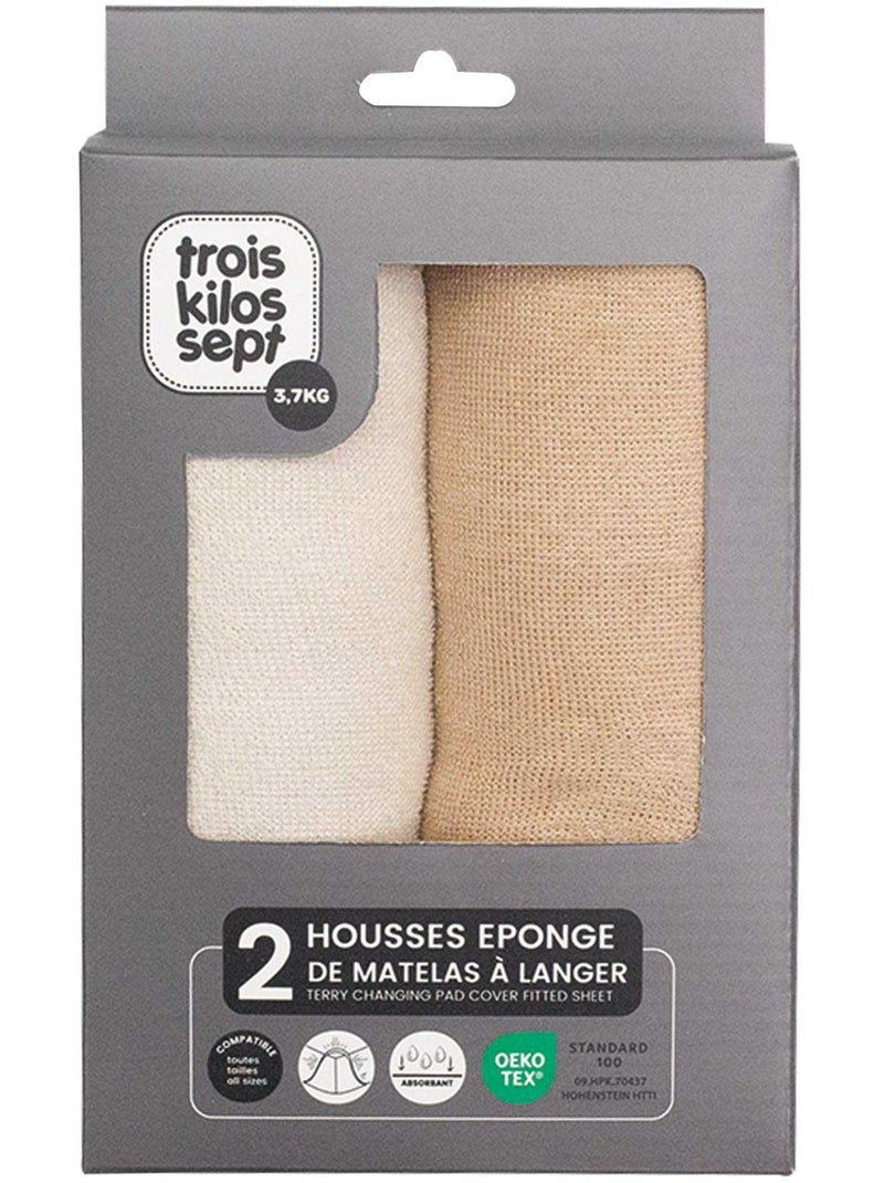 2 housses de matelas à langer pack 2 coloris Marron cappuccino - Kiabi