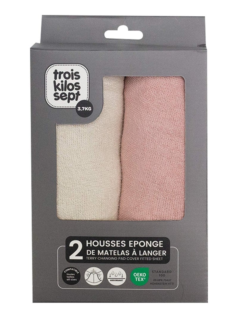 2 Housses De Matelas à Langer Pack 2 Coloris Rose - Kiabi