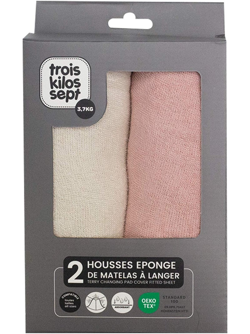 2 housses de matelas à langer pack 2 coloris Rose pâle - Kiabi