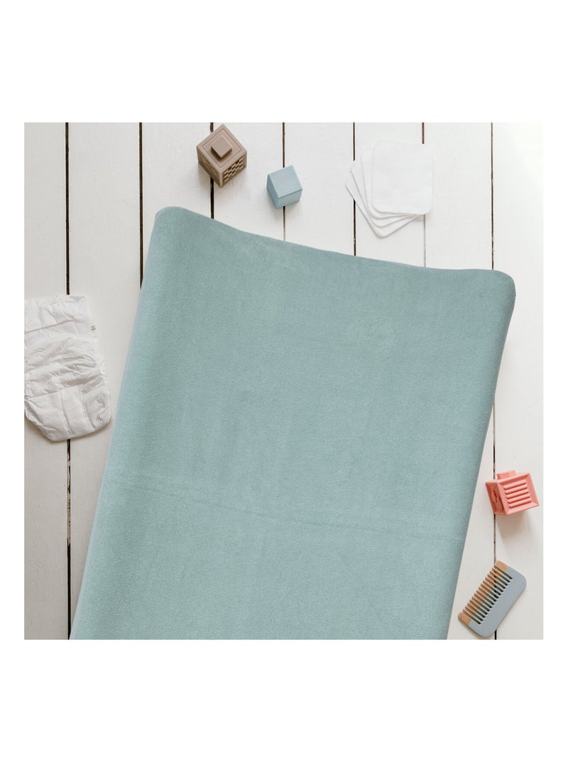 2 housses pour matelas à langer Naissance en Coton Uni - Babycalin Bleu - Kiabi