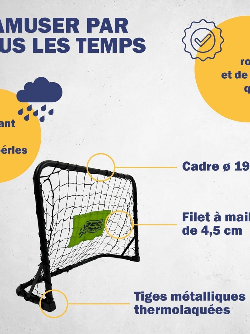 2 Mini-goal de football avec un ballon & une mini-pompe Noir - Kiabi