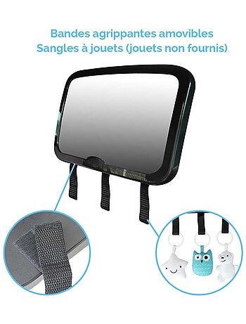 2 Miroirs voiture pour bébé 2 en 1, sangles amovibles pour jouets ou accessoires - Monsieur Bébé