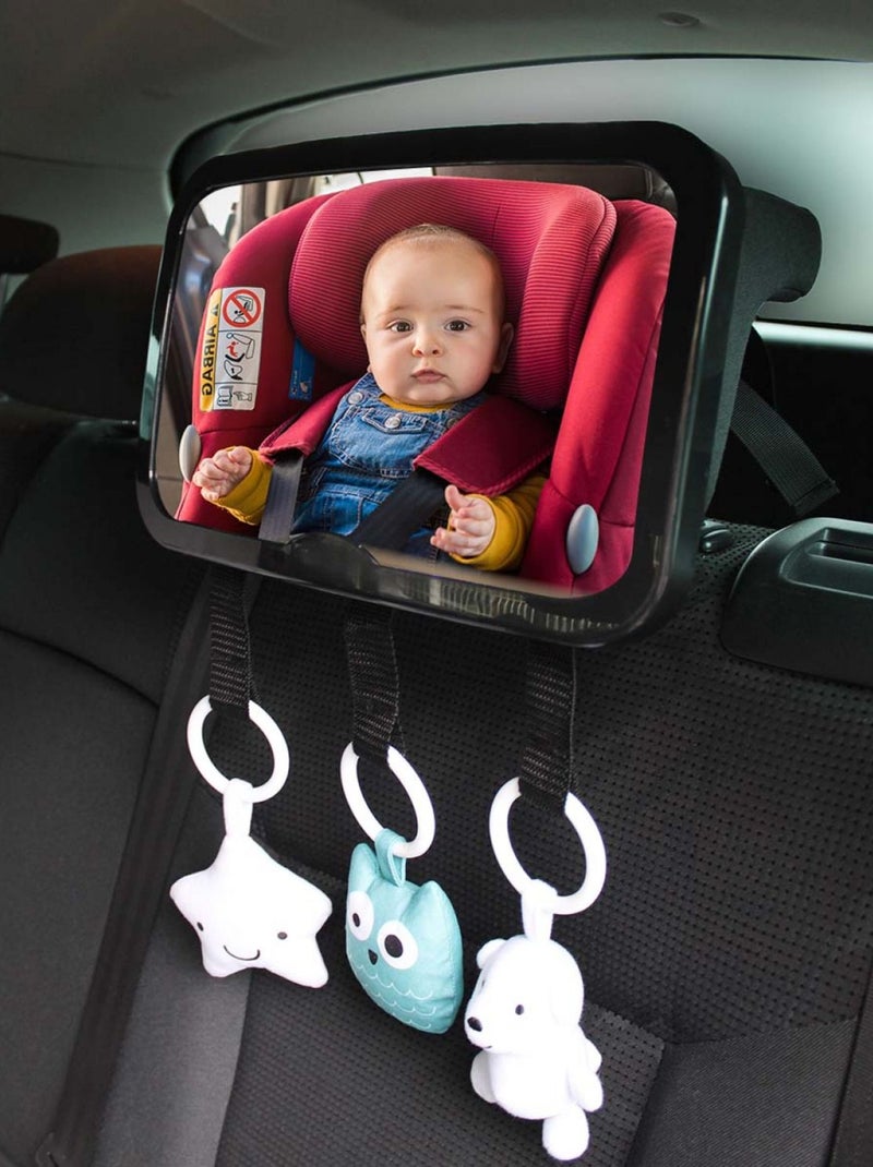 2 Miroirs voiture pour bébé 2 en 1, sangles amovibles pour jouets ou accessoires - Monsieur Bébé Noir - Kiabi