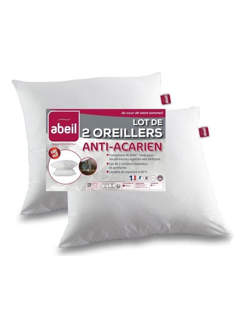 2 oreillers anti-acariens - 60 x 60 cm - Abeil N/A - Kiabi