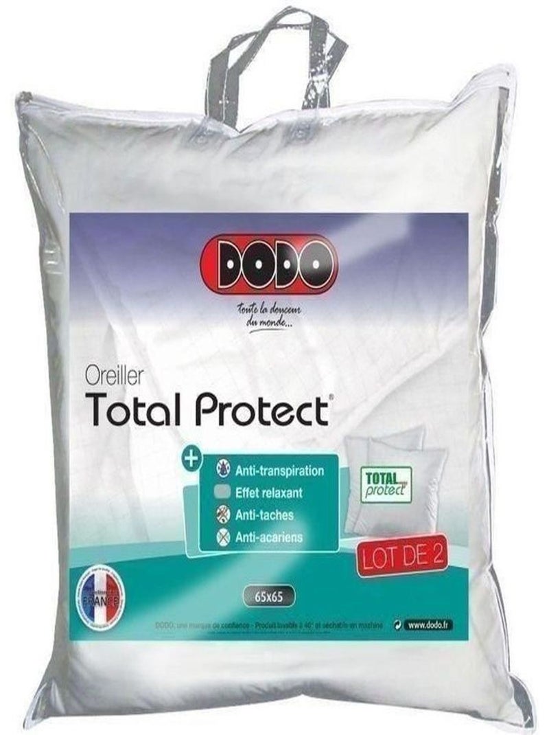 2 oreillers Total Protect 65 x 65 cm blanc - Dodo Blanc - Kiabi
