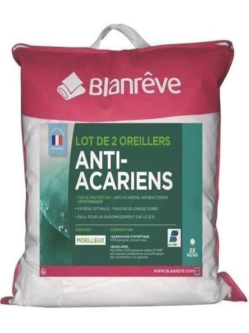 2 Oreillers Triple Protection - 60 x 60 cm - Blanc - Blanreve Blanc - Kiabi