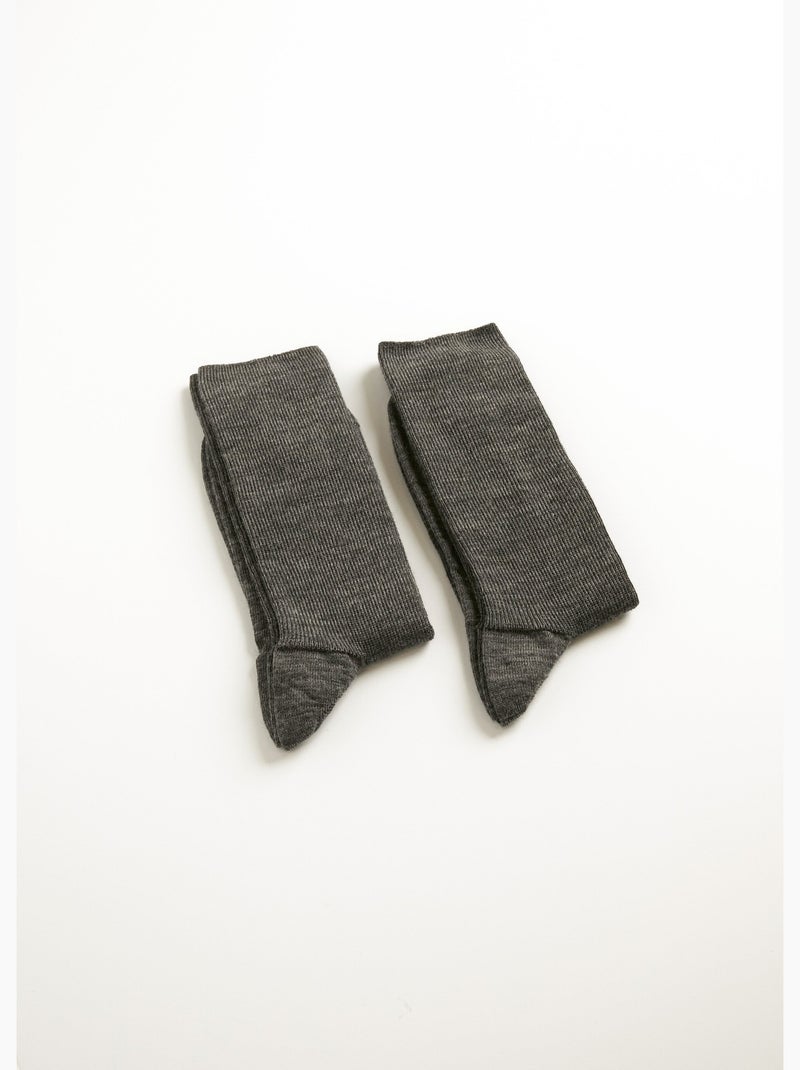 2 paires chaussettes chaudes avec laine - afibel Gris - Kiabi