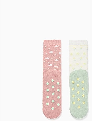 2 paires de chaussettes antidérapantes à motif