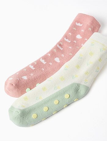 2 paires de chaussettes antidérapantes à motif