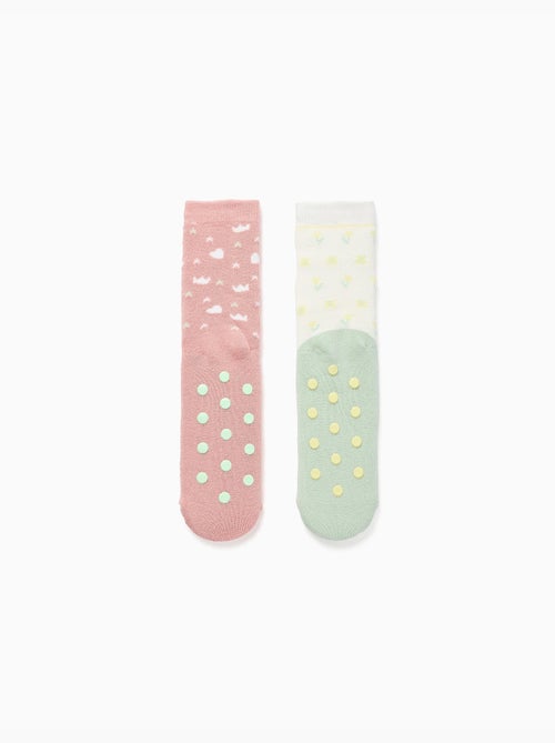 2 paires de chaussettes antidérapantes à motif - Kiabi