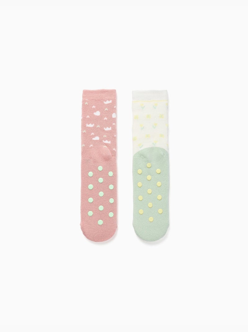 2 paires de chaussettes antidérapantes à motif Multicolore - Kiabi