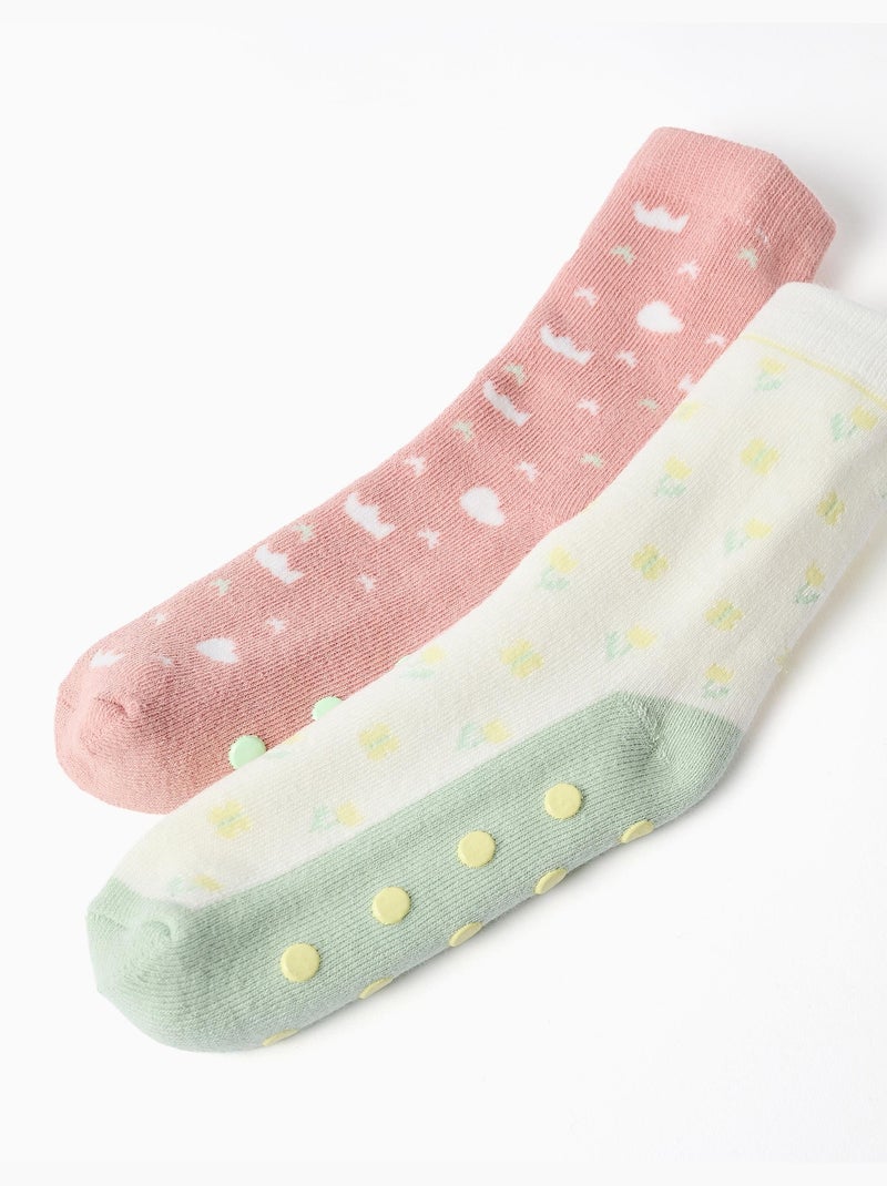 2 paires de chaussettes antidérapantes à motif Multicolore - Kiabi