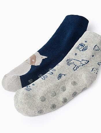 2 Paires de Chaussettes Antidérapantes 'Animaux'