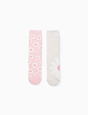 2 Paires de Chaussettes Antidérapantes Fleurs