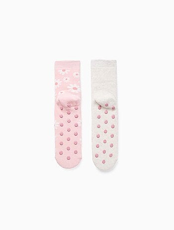 2 Paires de Chaussettes Antidérapantes Fleurs