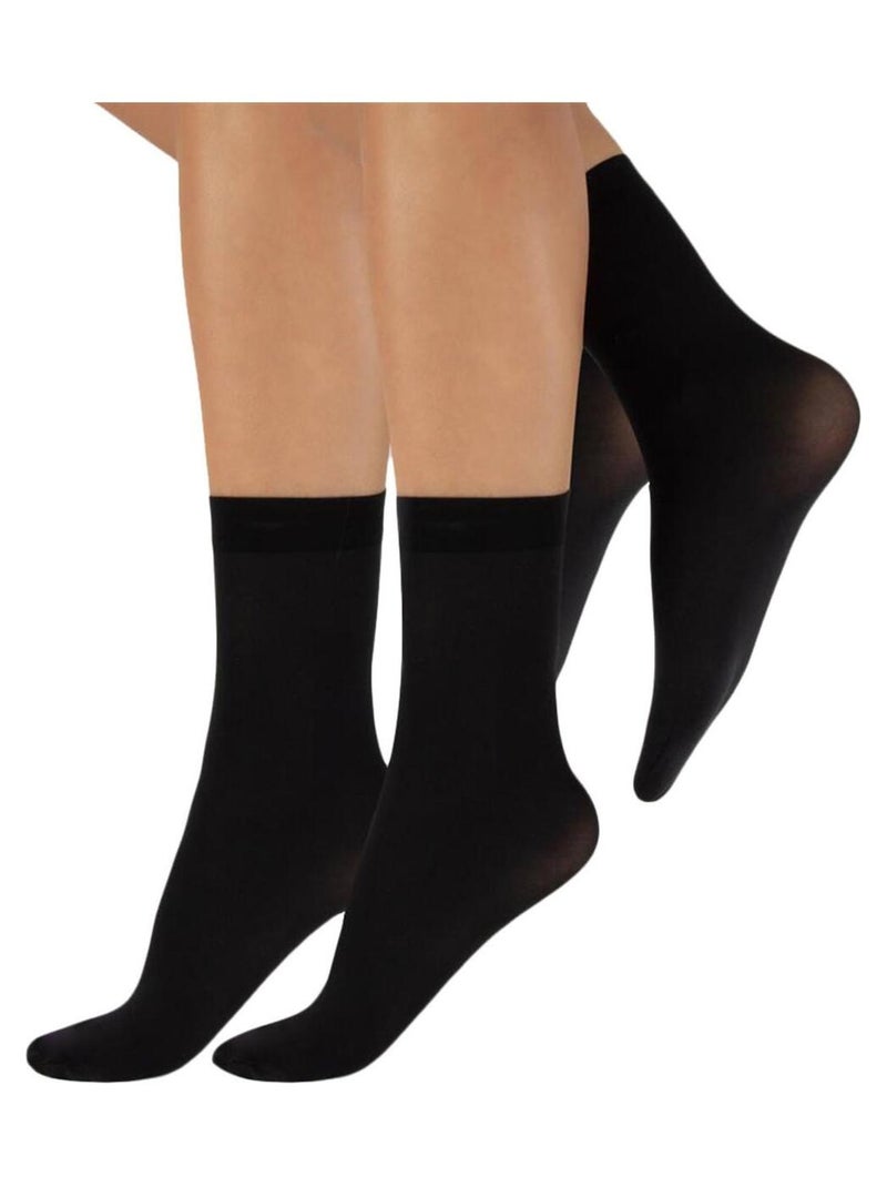 2 paires de chaussettes microfibre éco-responsable Chambord Eco 40 Den Noir - Kiabi