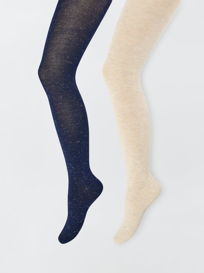 2 paires de collants chauds Beige - Kiabi