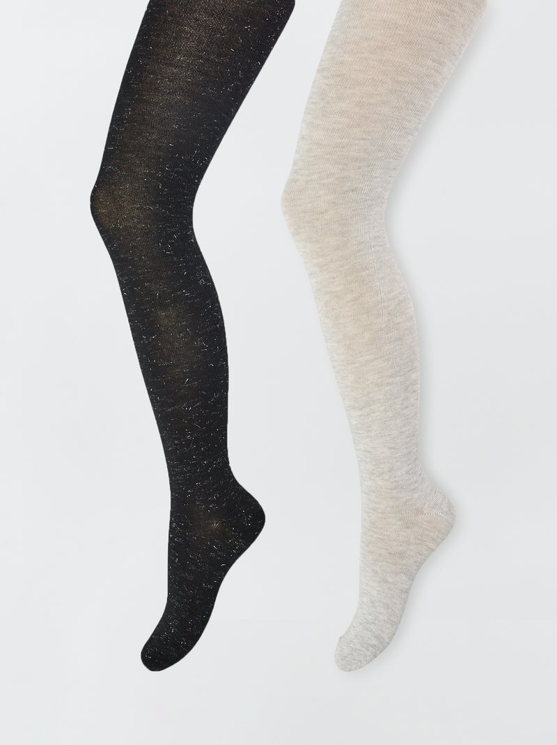 2 paires de collants chauds Noir - Kiabi