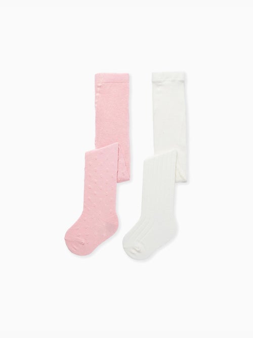 2 paires de collants côtelés/jacquard - Kiabi