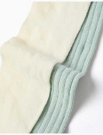 2 paires de collants côtelés/jacquard