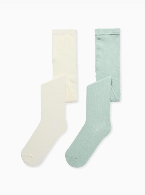 2 paires de collants côtelés/jacquard - Kiabi