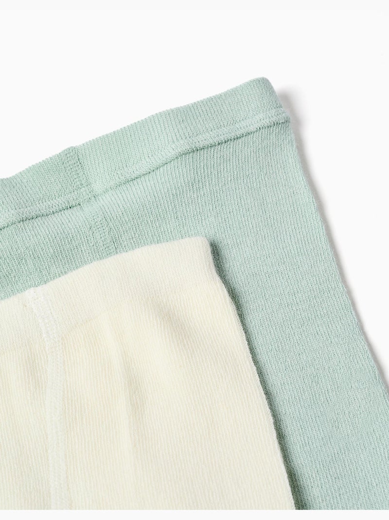2 paires de collants côtelés/jacquard Blanc Vert - Kiabi