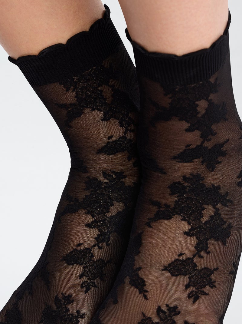 2 paires de socquettes en dentelle Noir - Kiabi