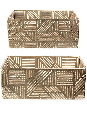2 Paniers de rangement en métal ajouré Art Déco