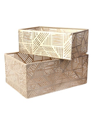 2 Paniers de rangement en métal ajouré Art Déco