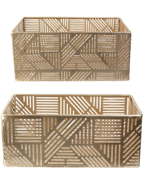 2 Paniers de rangement en métal ajouré Art Déco - Kiabi