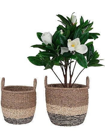 2 paniers en rotin marron et noir - House Nordic