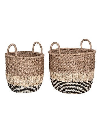 2 paniers en rotin marron et noir - House Nordic