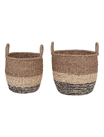 2 paniers en rotin marron et noir - House Nordic