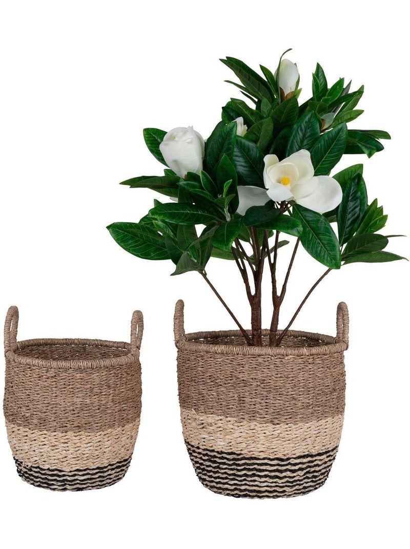 2 paniers en rotin marron et noir - House Nordic Marron - Kiabi