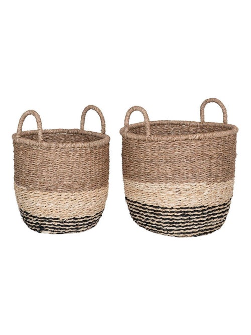 2 paniers en rotin marron et noir - House Nordic - Kiabi