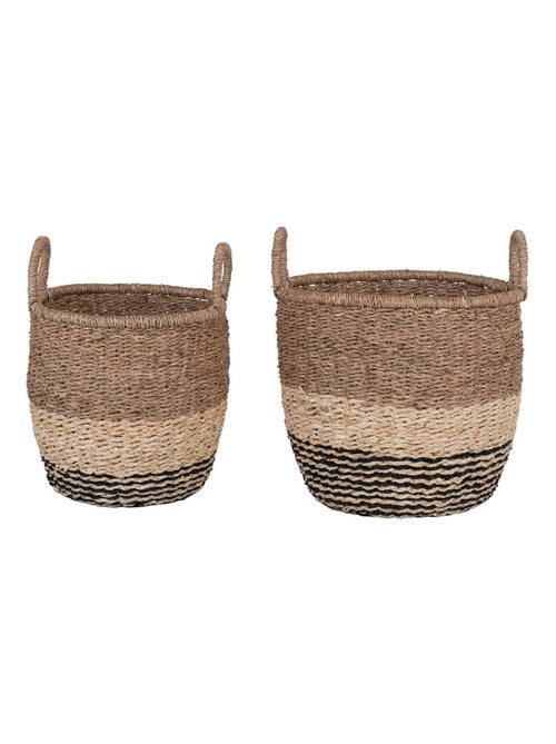 2 paniers en rotin marron et noir - House Nordic - Kiabi