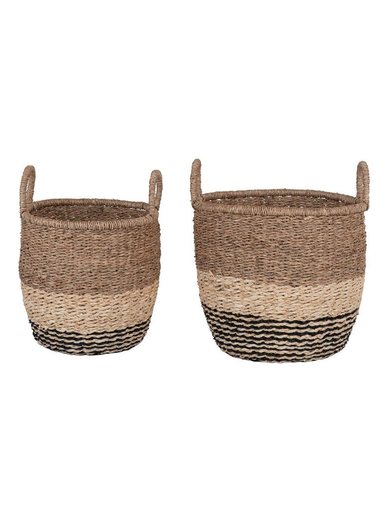 2 paniers en rotin marron et noir - House Nordic Marron - Kiabi