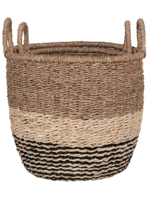 2 paniers en rotin marron et noir - House Nordic - Kiabi