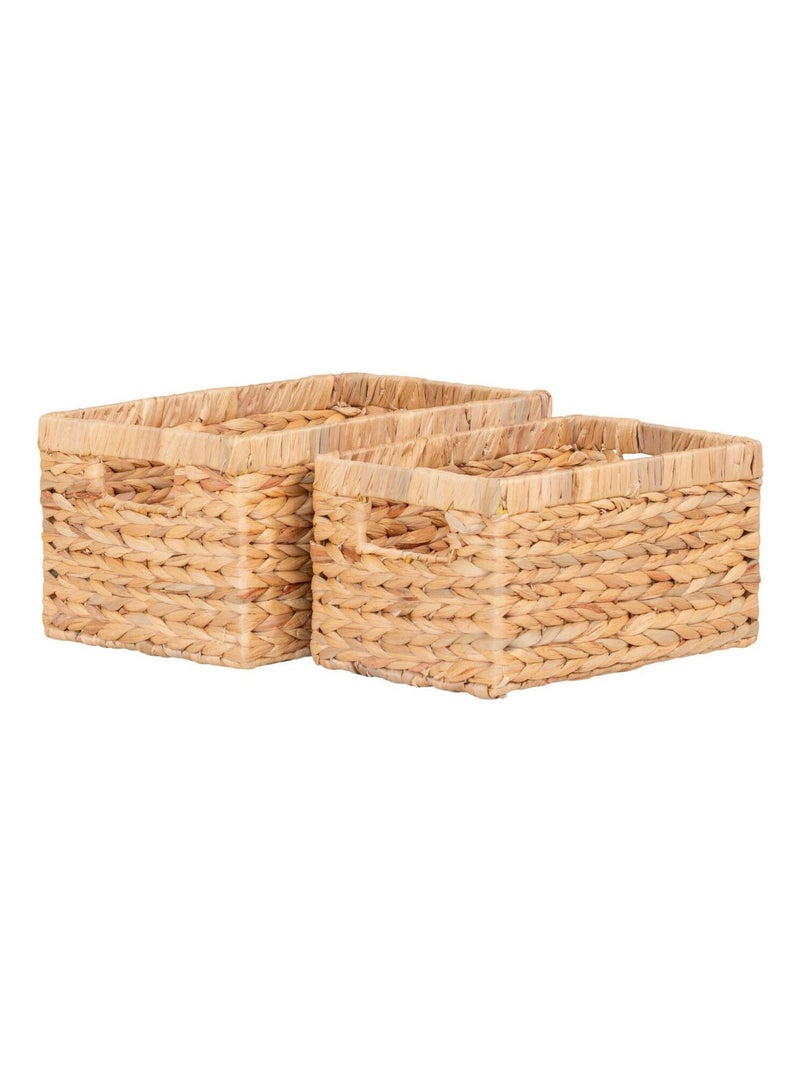 2 paniers rectangulaires en jacinthe d'eau - House Nordic Beige - Kiabi