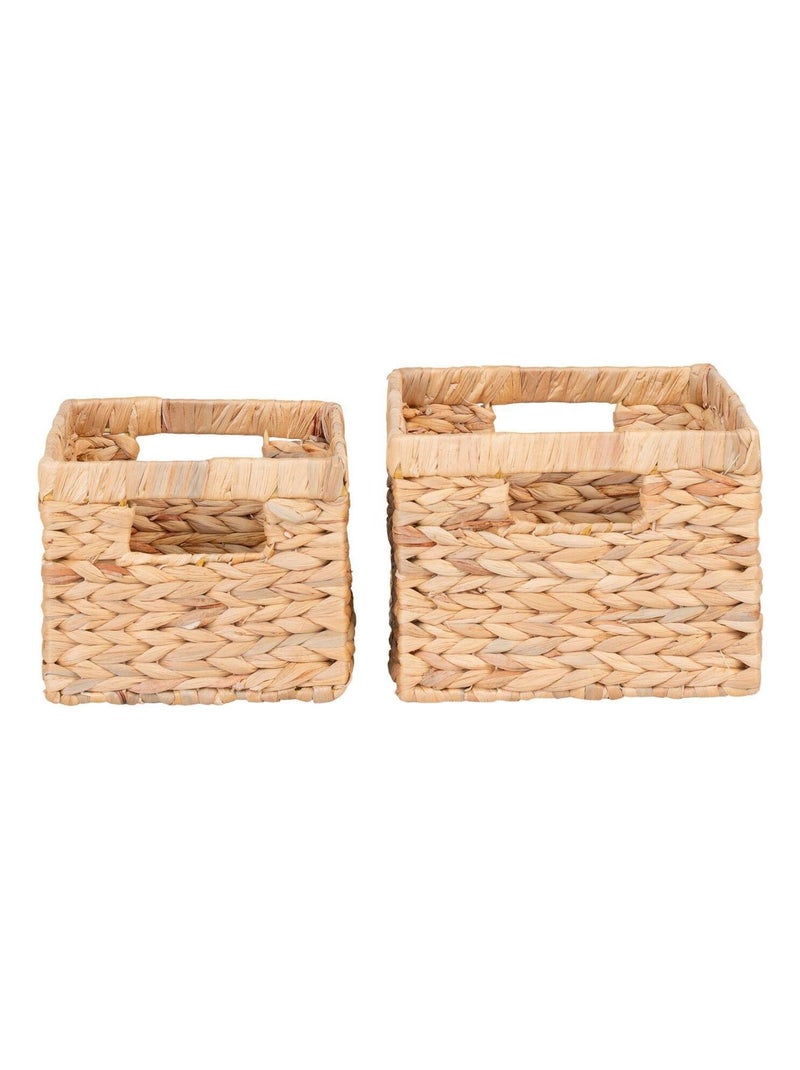 2 paniers rectangulaires en jacinthe d'eau - House Nordic Beige - Kiabi
