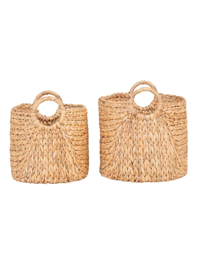 2 paniers ronds en jacinthe d'eau - House Nordic Beige - Kiabi