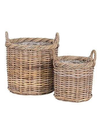 2 paniers ronds en rotin avec poignées et - House Nordic