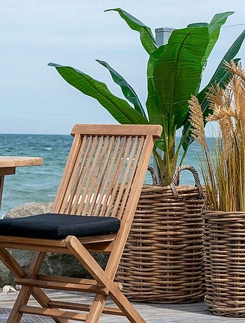 2 paniers ronds en rotin avec poignées et - House Nordic