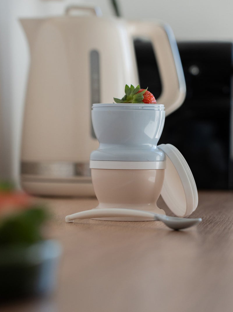 2 petits pots pour nourriture + 1 cuillère douce Jaune foncé - Kiabi