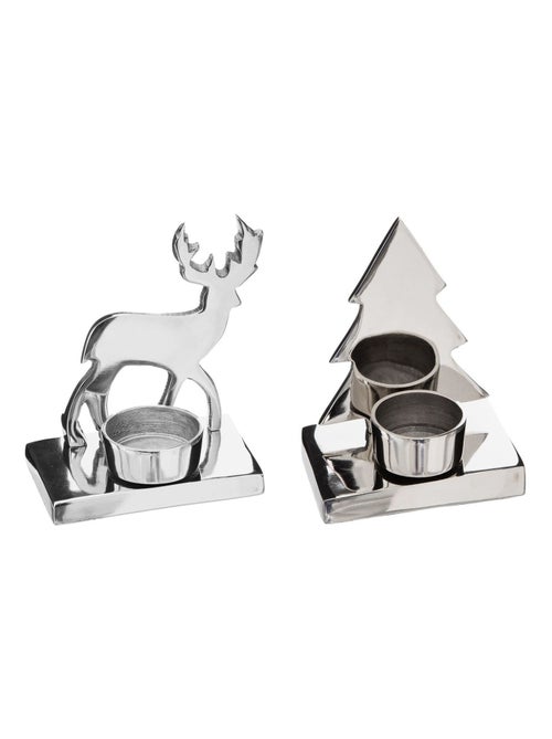 2 Photophores de Noël design métal Terre sauvage - Kiabi