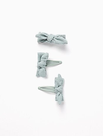 2 Pinces + Barrette avec Nœud en Velours Côtelé