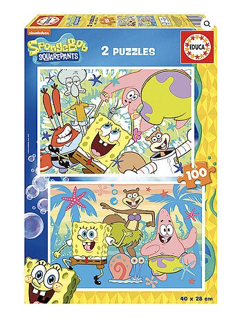 2 puzzles 8 pieces bob eponge