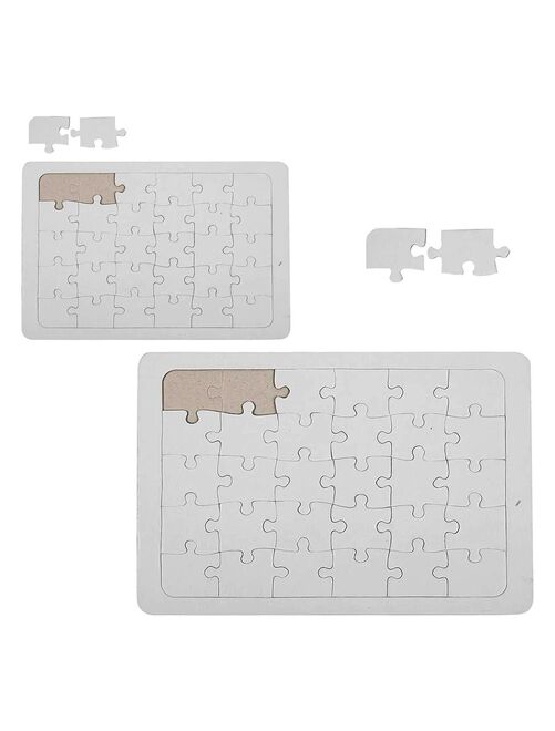 2 puzzles blancs à décorer - 21 x 30 et 15 x 21 cm - Kiabi